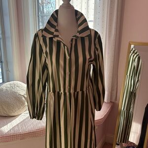Green and White Striped Dress
